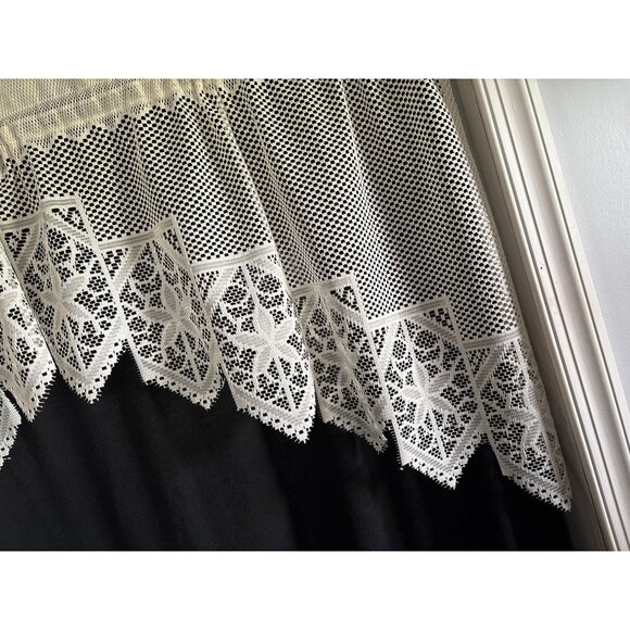 Vintage Cream Lace Swag Curtain Set 56"W x 26"L - Picture 2 of 5